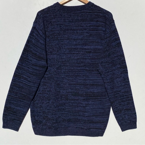 AUTUMN CASHMERE Men’s Cashmere blend Blue and Black Cableknit Crewneck sweater - Picture 3 of 4